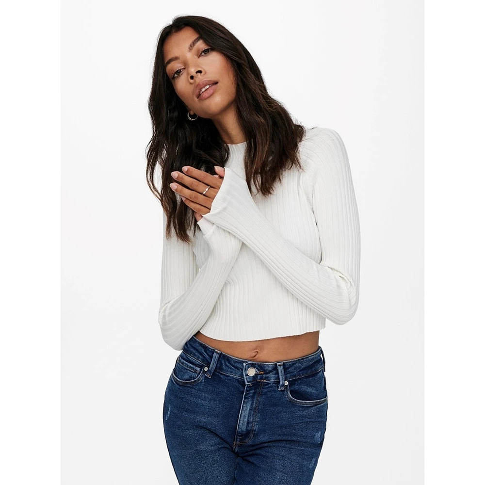 Only : Ella L/S Cropped Pullover Knit