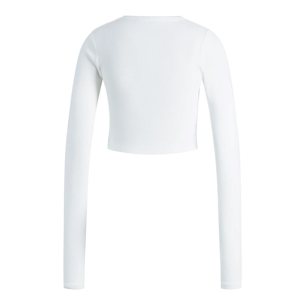 JJXX : Feline Long Sleeve Rib Tee - White