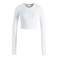 JJXX : Feline Long Sleeve Rib Tee - White