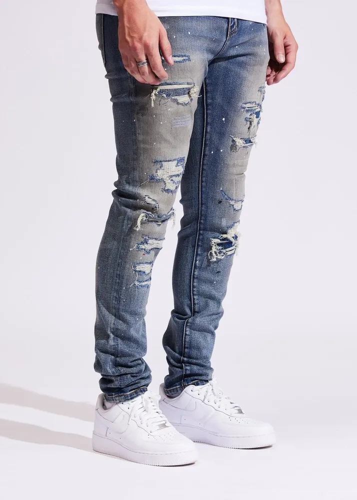 Crysp : Atlantic Distressed Paint Spot Denim