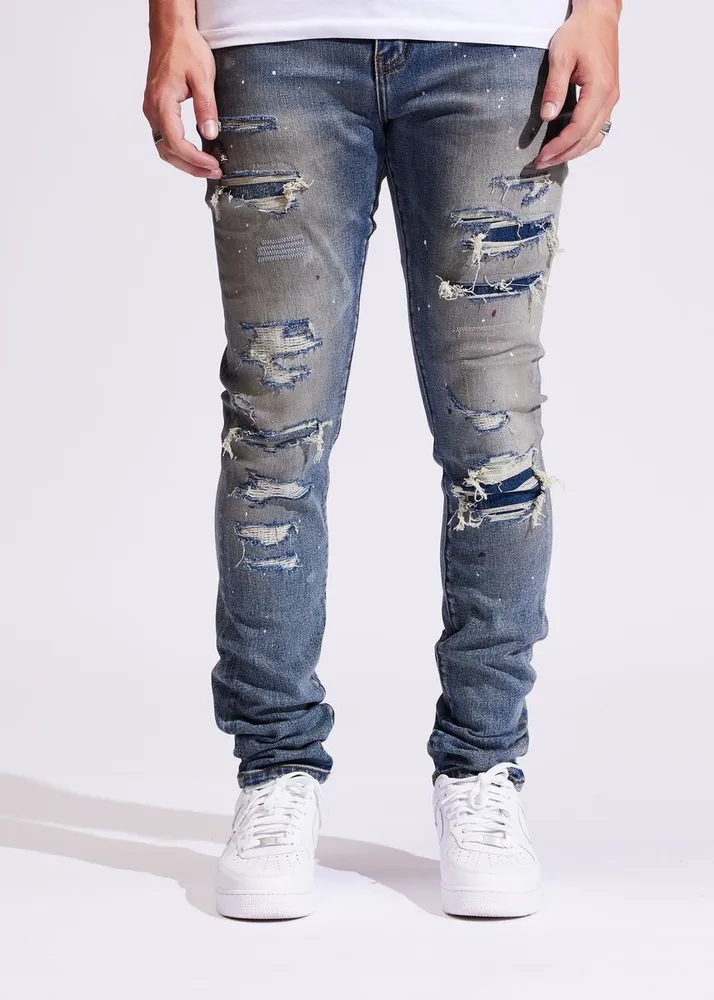 Crysp : Atlantic Distressed Paint Spot Denim