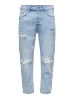 Only & Sons : Savi Damage Crop Denim