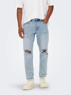 Only & Sons : Savi Damage Crop Denim