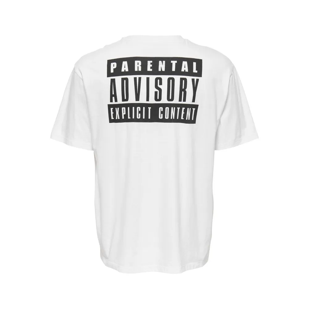 Only & Sons : Relax Parental Advisor Tee - White