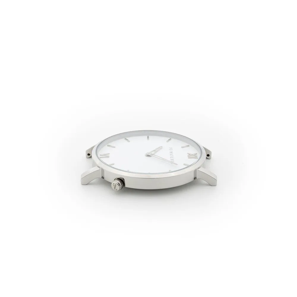 Fj Watches : Silver Sun White Watch