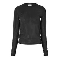 Noisy May :  L/S Mesh Top - Black