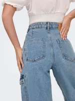 Only : Highwaist Wide Cargo Denim