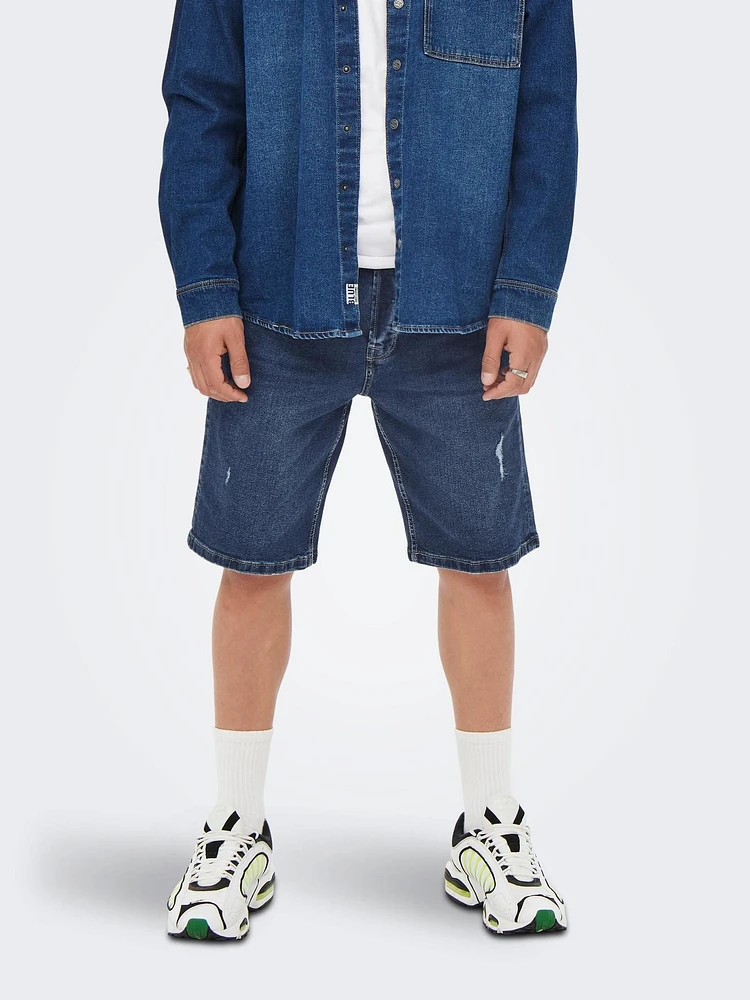 Only & Sons : ONSAvi Ripped Denim Shorts