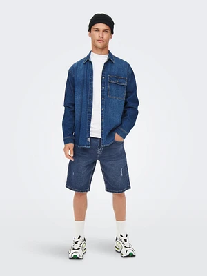 Only & Sons : ONSAvi Ripped Denim Shorts