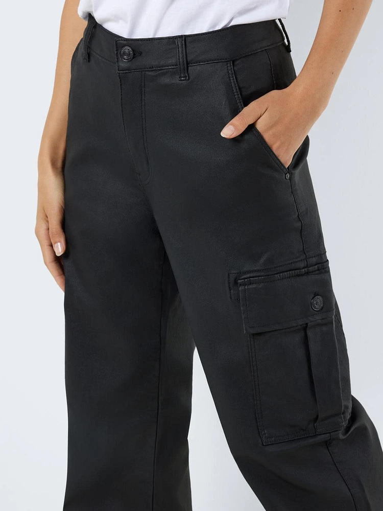 Noisy May : Normal Waist Cargo Coated Pants