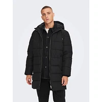 Only & Sons : Melvin Life Long Hooded Puffer Coat