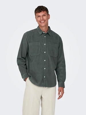 Only & Sons : Relaxed Fit 2pkt Corduroy Shirt