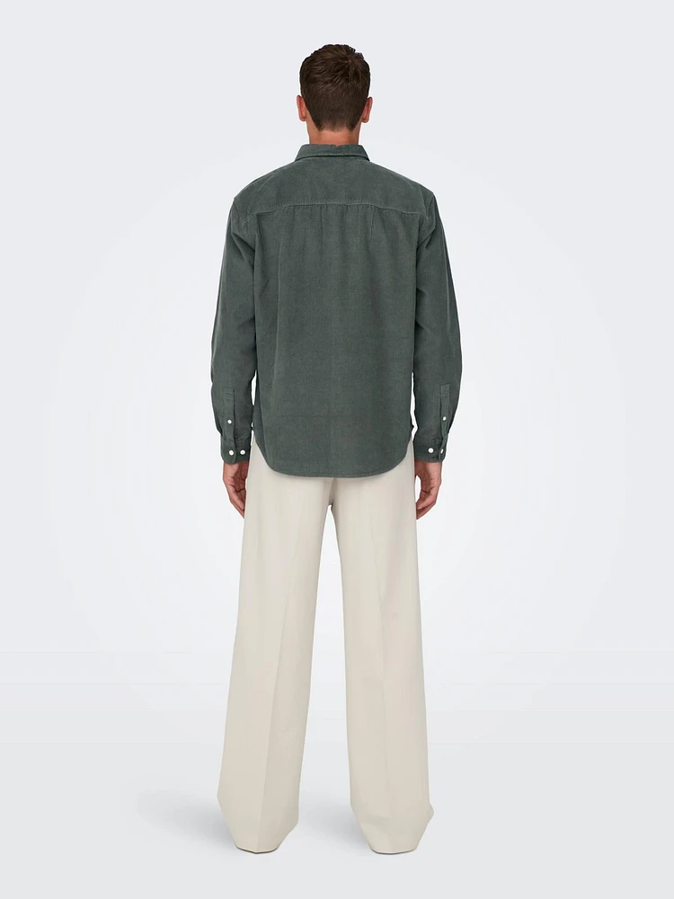 Only & Sons : Relaxed Fit 2pkt Corduroy Shirt