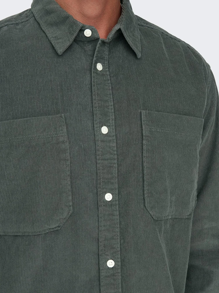 Only & Sons : Relaxed Fit 2pkt Corduroy Shirt