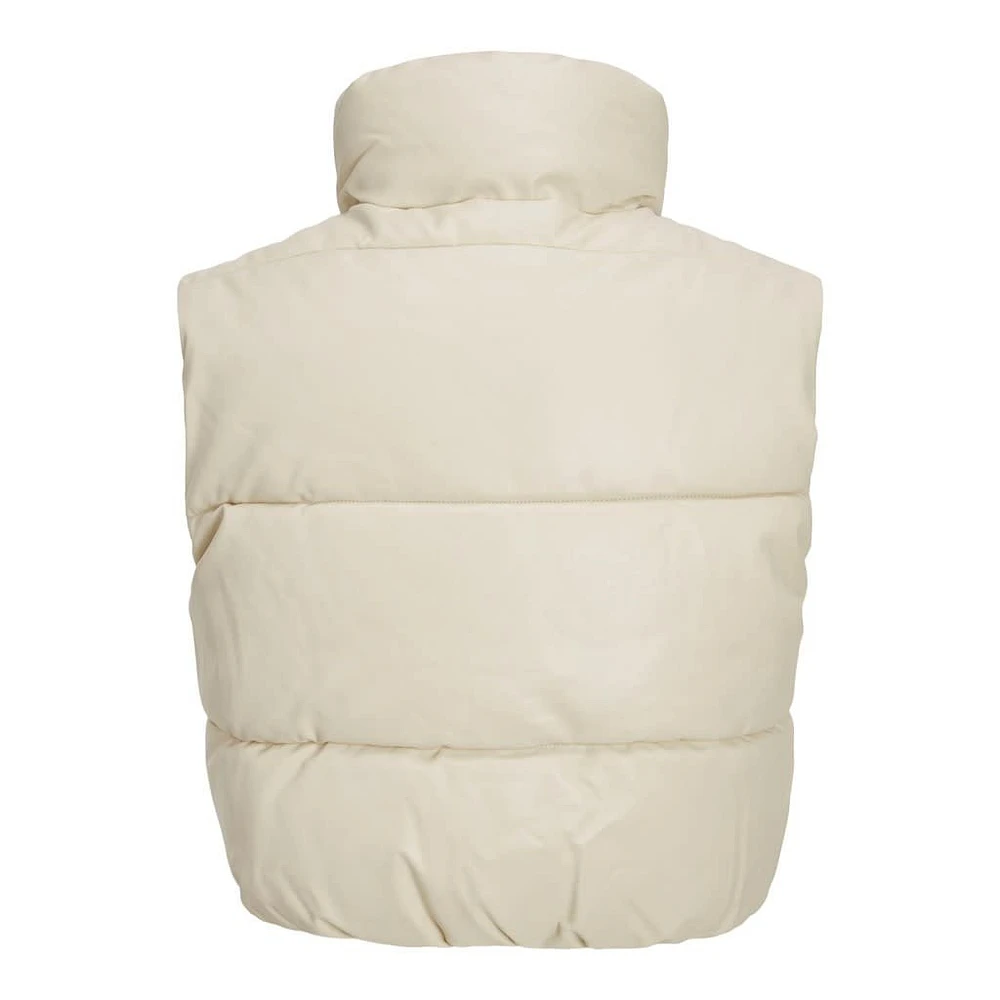 JJXX : Faux Leather Short Puffer Vest