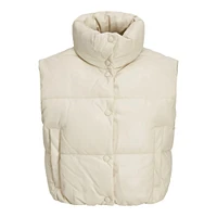 JJXX : Faux Leather Short Puffer Vest