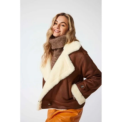 Only : Sueded Cropped Aviator Jacket