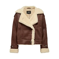 Only : Sueded Cropped Aviator Jacket