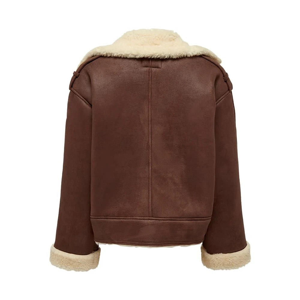 Only : Sueded Cropped Aviator Jacket