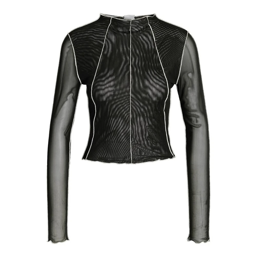 Noisy May : High Neck L/S Mesh Top