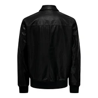 Only & Sons : Collar Faux Leather Jacket