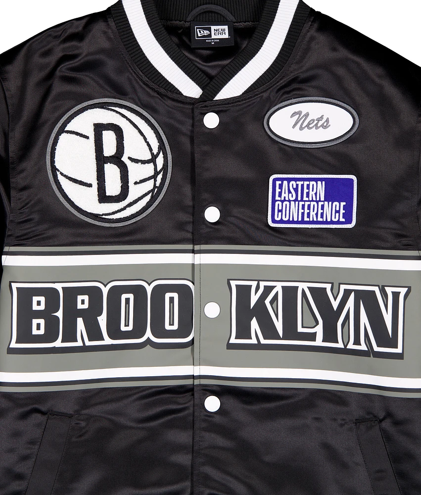 New Era : Rally Drive Bkln Nets Satin Jacket