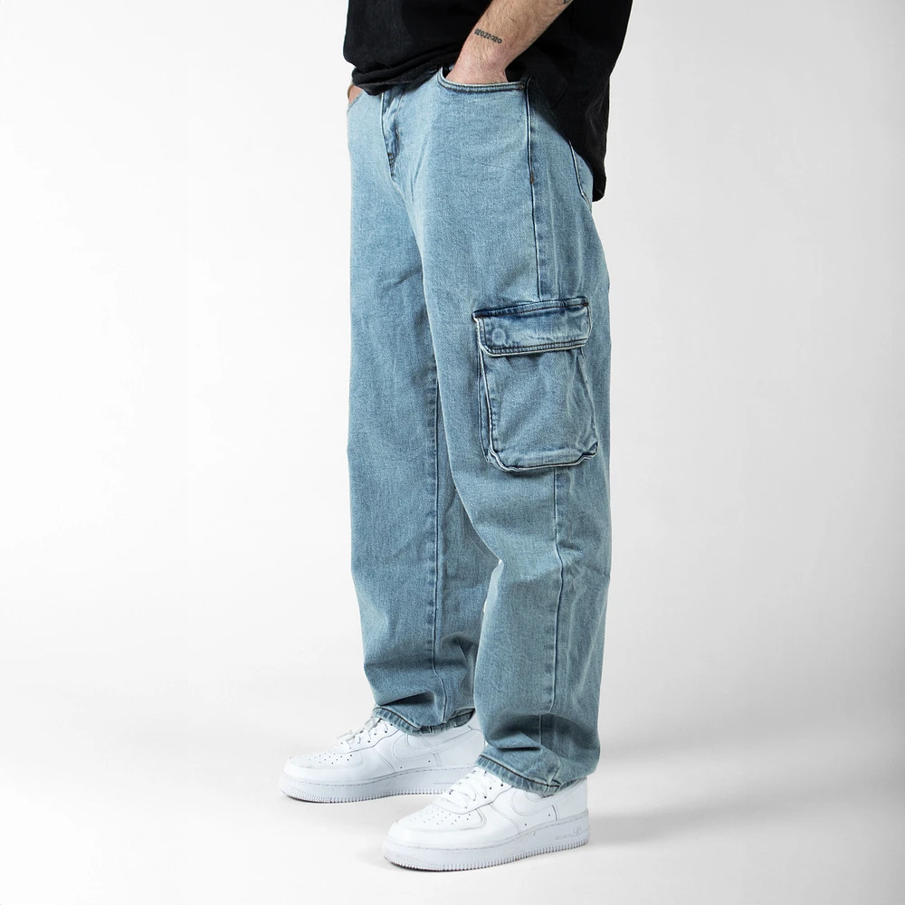 WLKN : Cargo Baggy Fit Denim Pants