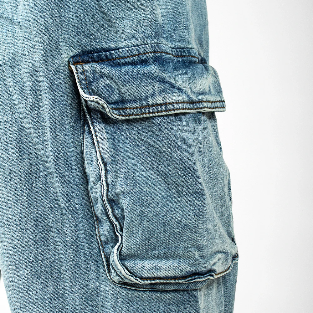 WLKN : Cargo Baggy Fit Denim Pants