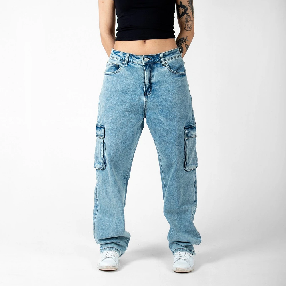 WLKN : Cargo Baggy Fit Denim Pants