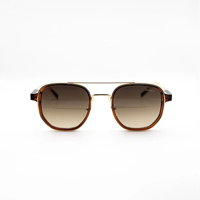 WLKN : Seeley Gold Frame Sunglasses - Brown