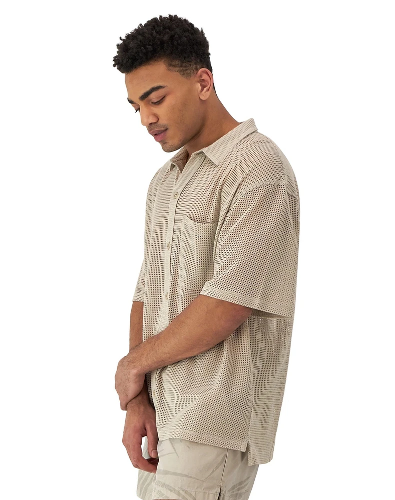 Champion : Mesh Button Down Shirt - Cold