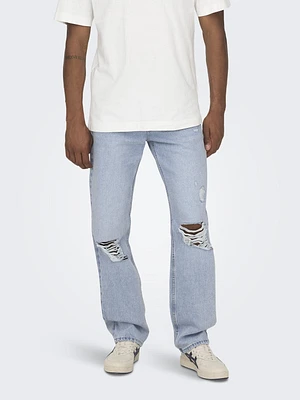 Only & Sons : Edge Loose Fit Destroy Denim