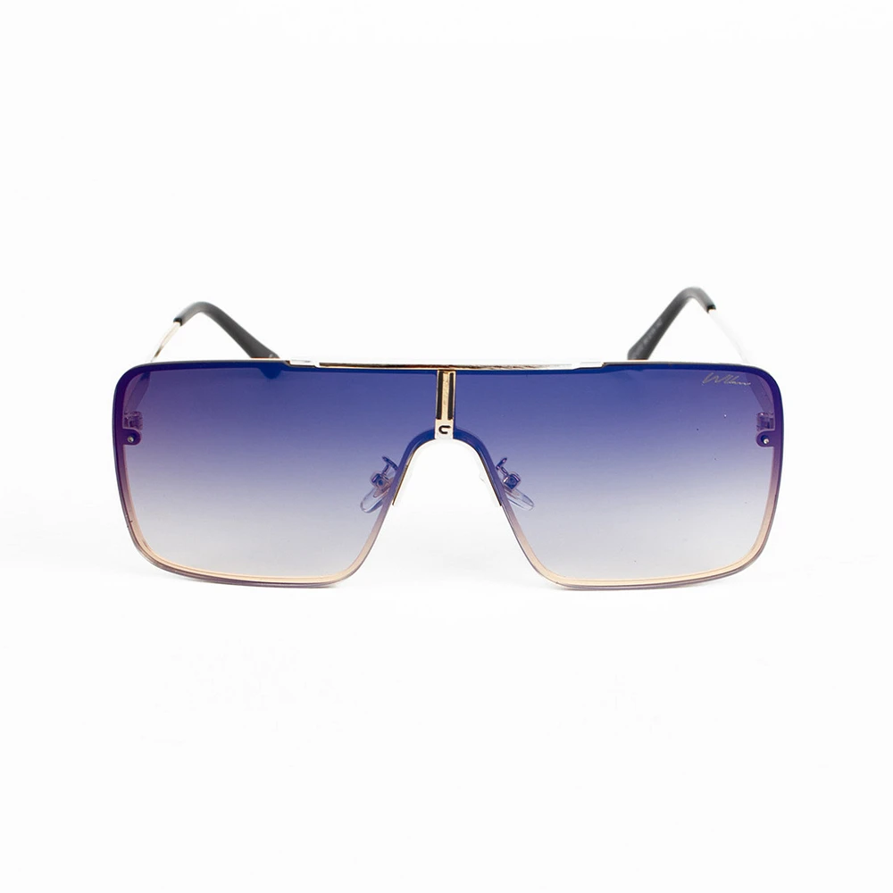 WLKN WLKN : Rex Square Rimless Sunglasses - Blue/Yellow