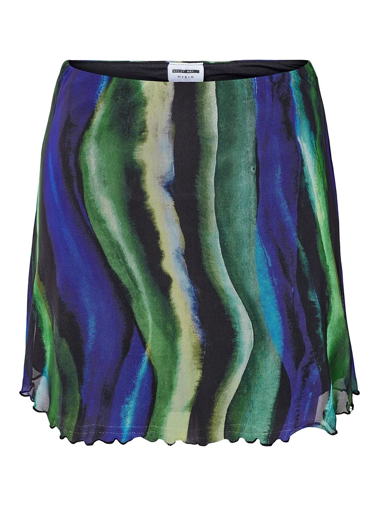 Noisy May : Wave Print Mesh Skirt