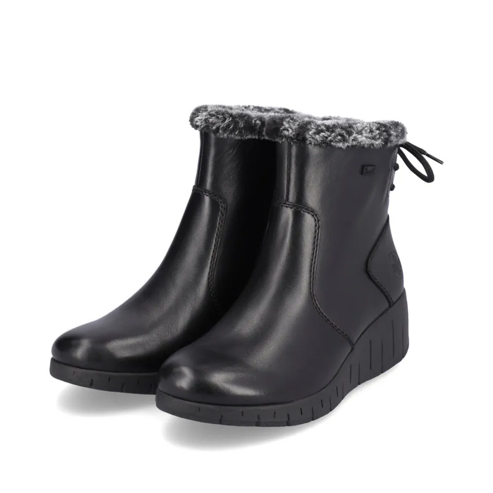 RIEKER Y1350-00 Wedge Bootie (Fur Trim)