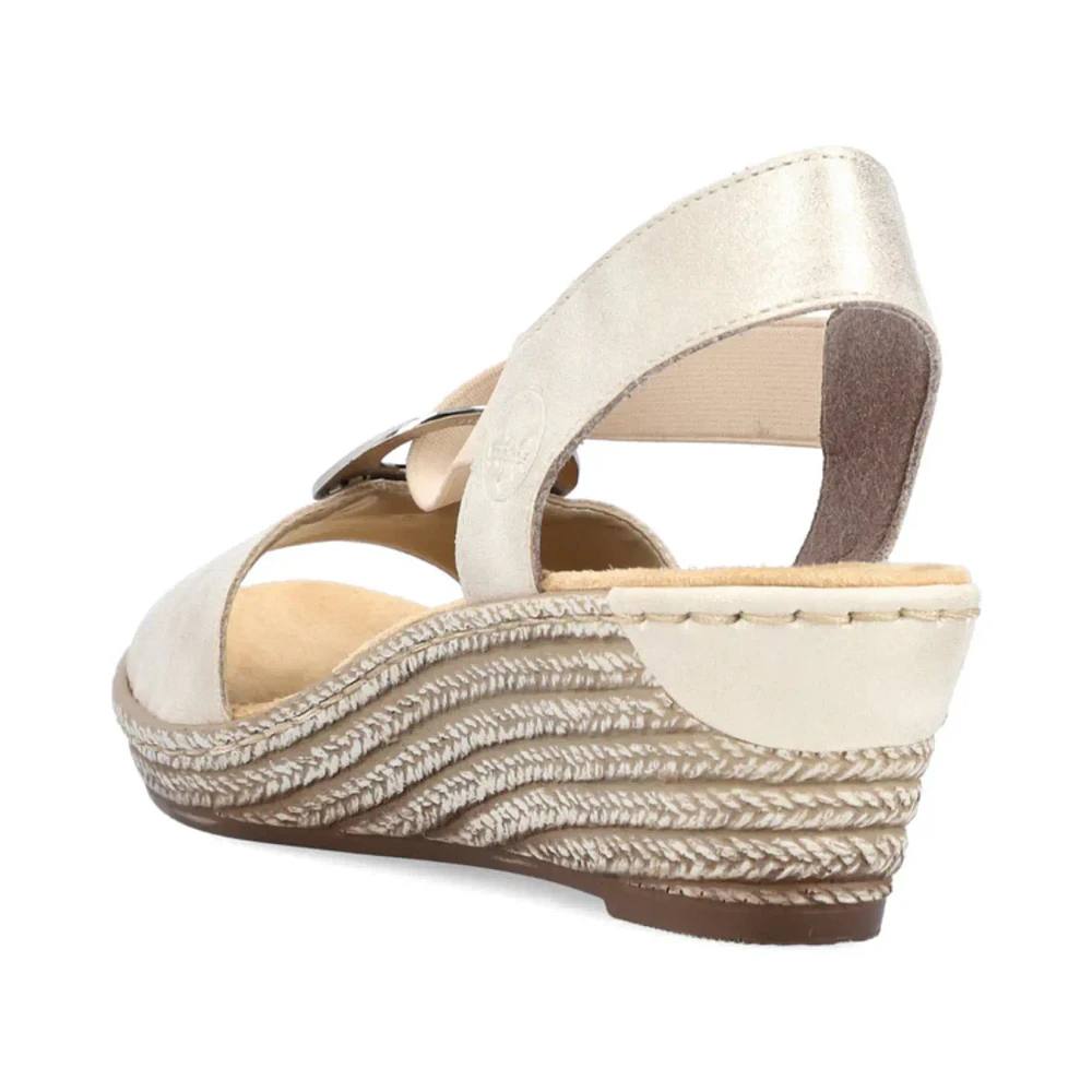 RIEKER 624H6-60 Wedge Sandal (Coin)