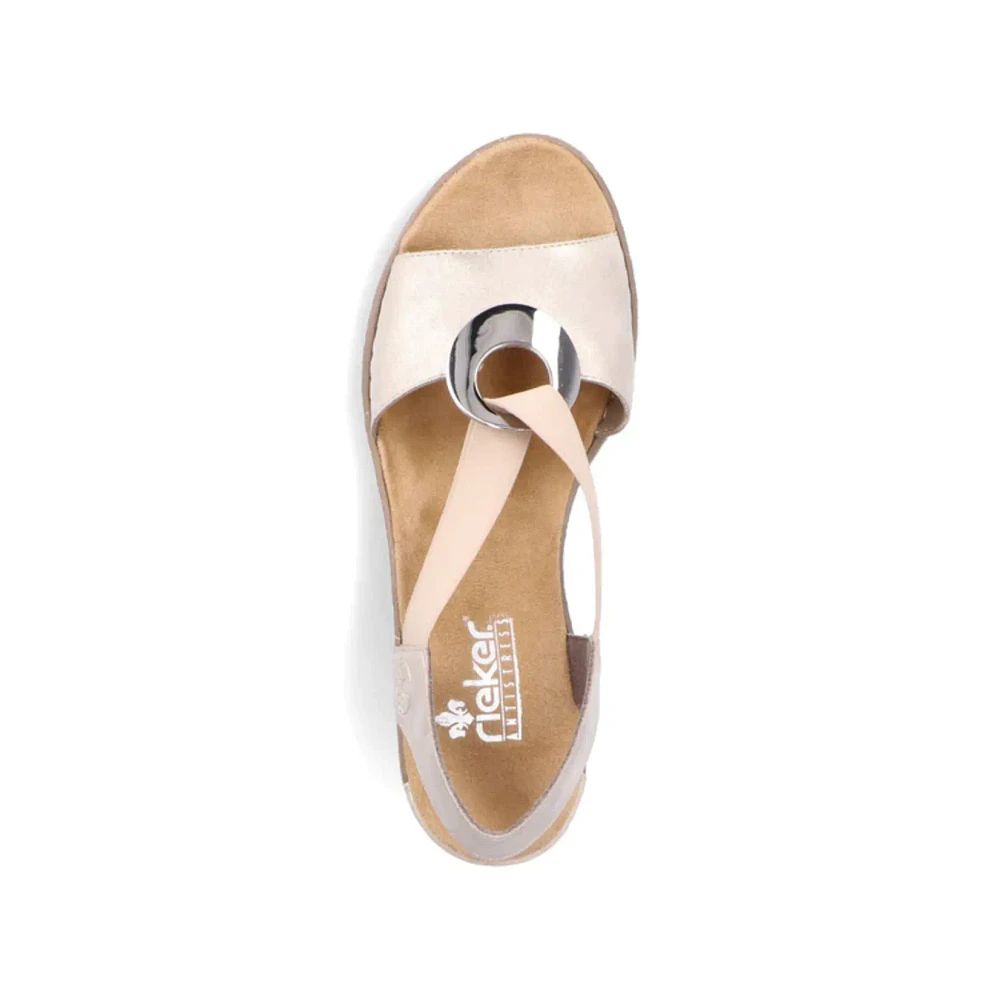 RIEKER 624H6-60 Wedge Sandal (Coin)