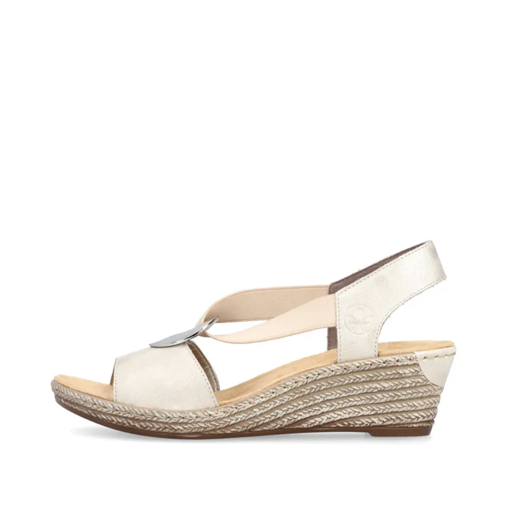 RIEKER 624H6-60 Wedge Sandal (Coin)