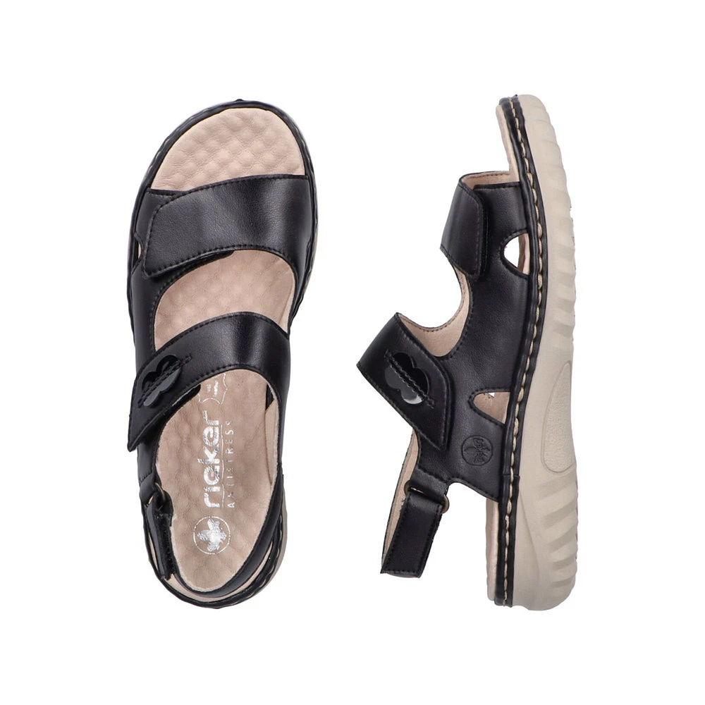 RIEKER 60462- Velcro Bk-Strap Sandal