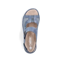 RIEKER V1389-12 Wedge Sandal Bk-Strap Velcro