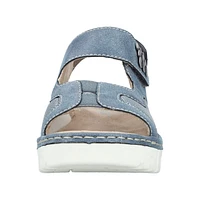 RIEKER V1389-12 Wedge Sandal Bk-Strap Velcro