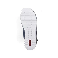 RIEKER V1389-12 Wedge Sandal Bk-Strap Velcro