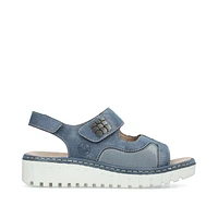 RIEKER V1389-12 Wedge Sandal Bk-Strap Velcro