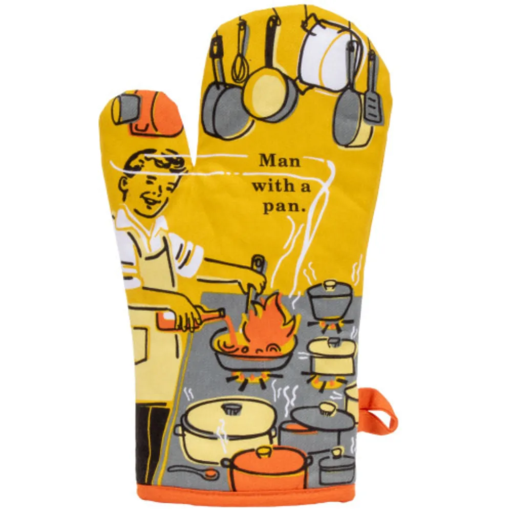 Blue Q Man with A Pan Oven Mitt