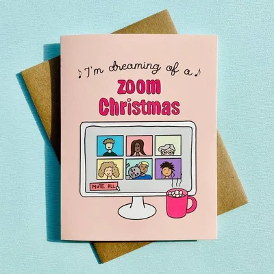 Top Hat and Monocle Zoom Funny Christmas Card Holiday Card