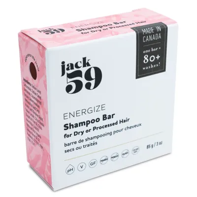 Jack 59 Energize Shampoo Bar (Dry or Processed Hair 80 + Washes)