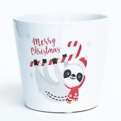 Action Imports "Merry Christmas" Sloth Dolomite Container (Fits 4" Pot)