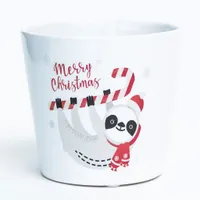 Action Imports "Merry Christmas" Sloth Dolomite Container (Fits 4" Pot)