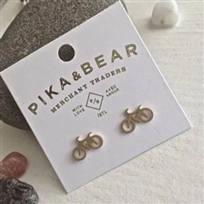 Pika & Bear Fixie Bicycle Stud Earrings