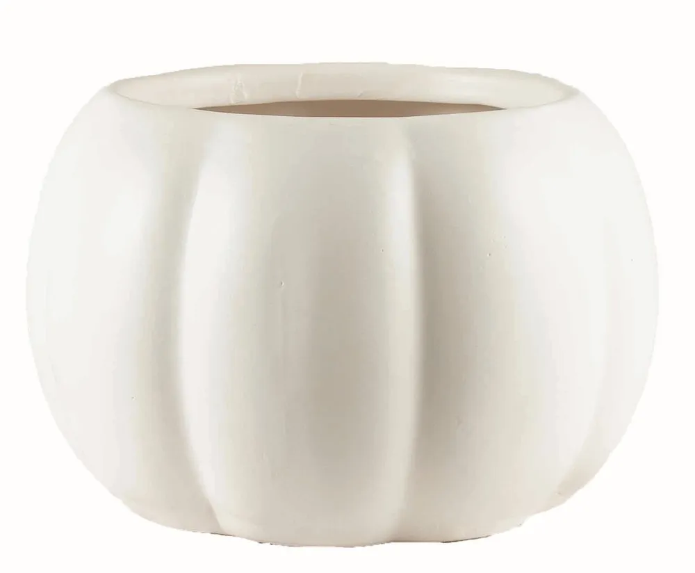 Action Imports Matte White Glazed Pumpkin (Fits 4" Pot)